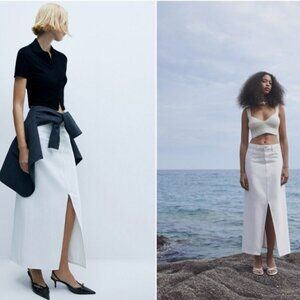 MANGO Slit denim skirt size S